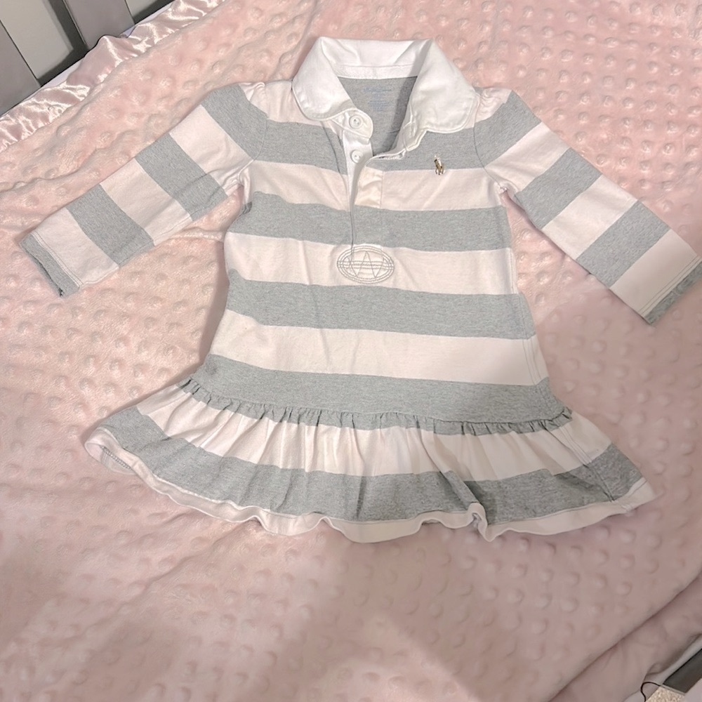 Excellent Used Polo Ralph Lauren Baby Girl Rugby Dress